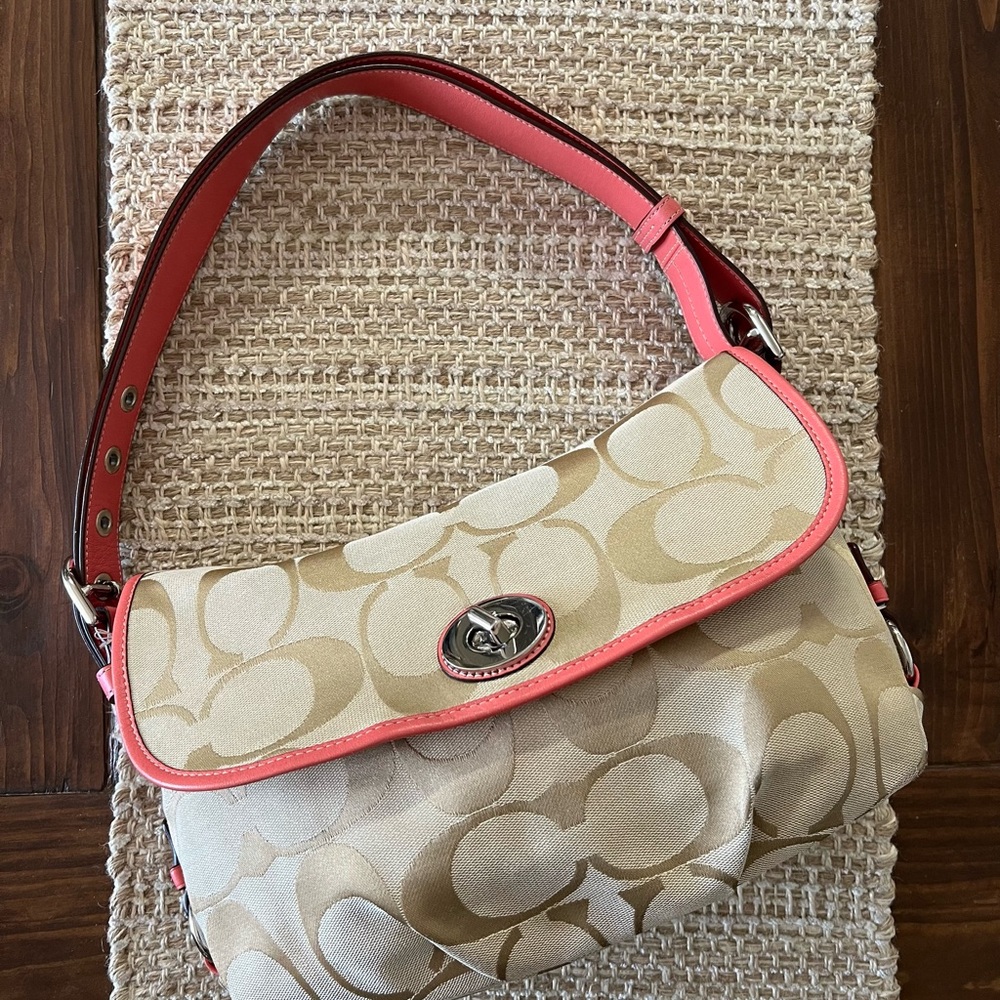 Coach Beige and Pink Bag.